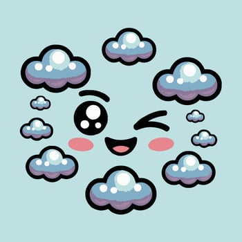 A cartoon cloud with eyes and a smile vector