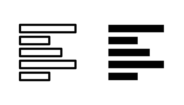 Align left icon solid, filled outline icons vector