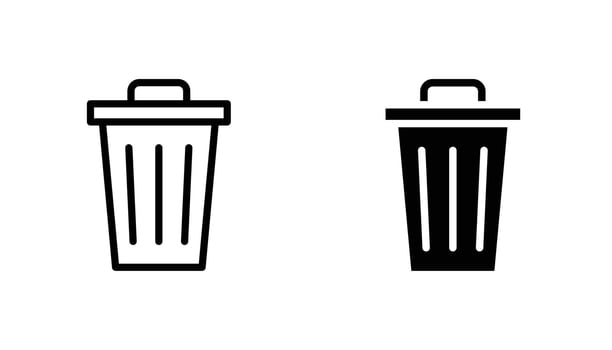 Bin icon solid, filled outline icons vector
