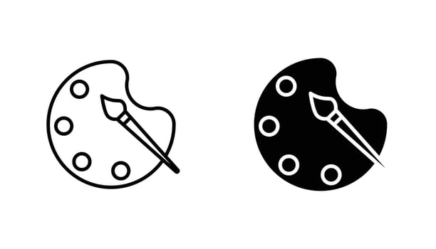 Brush and Palette icon solid, filled outline icons vector