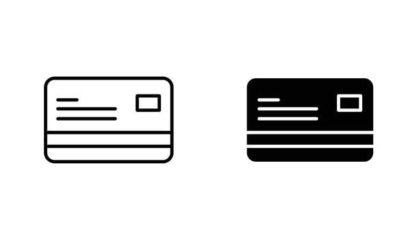 Credit card icon solid, filled outline icons. vector