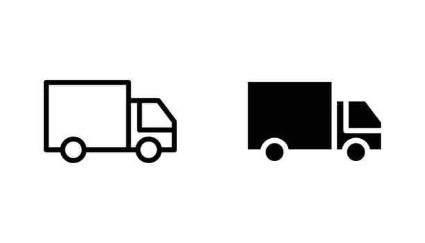 Delivery van icon solid, filled outline icons vector