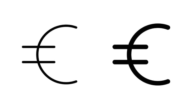 Euro icon solid, filled outline icons vector