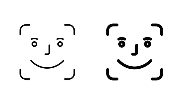 Face id icon solid, filled outline icons. vector