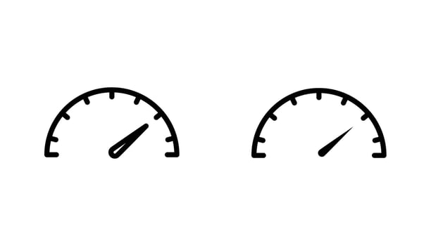 Speedometer icon in editable stroke and flat illustrations vector