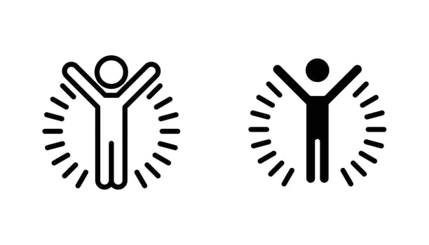 Success icon in editable stroke and flat illustrations vector