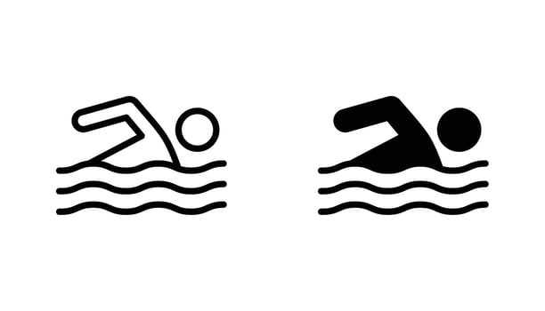 Swimming icon in editable stroke and flat illustrations vector