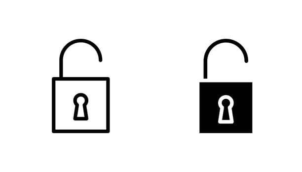 Unlock icons. solid, filled outlineicons.. vector