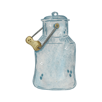 Iron milk can. Watercolor illustration hand drawn, cartoon. Drawing blank for stickers, scrapbooking, postcards. farm, dishes, village, can, milk, capacity, iron, container png