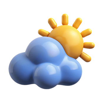 3d sun behind blue cloud with rays weather yellow png