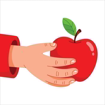 illustration of business hand holding a red apple perfect for health awareness, business concepts, and education themed graphics and promotional materials. vector