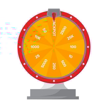 Bright Red and Orange Spin Wheel with Numbers for Jackpot, Casino, Raffle or Giveaway EventBright Red and Orange Spin Wheel with Numbers for Jackpot, Casino, Raffle or Giveaway Event vector