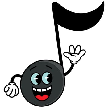 illustration of musical note cartoon character singing ideal for music events, entertainment branding, and educational projects. vector