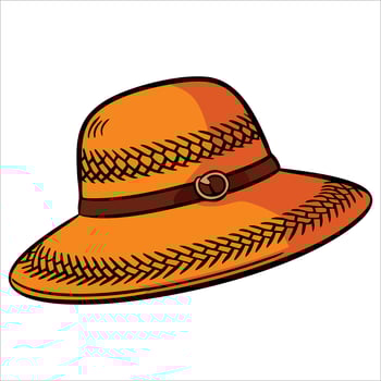 Vintage style summer accessories with beach hat collection. Casual wear sun straw hats perfect for elegant beachwear and vacation summer design. vector