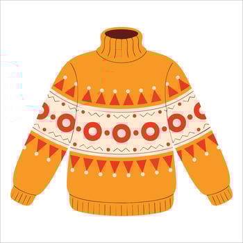 Fall clothing collection in flat cartoon style. Sweaters, socks, scarves and warm items in cozy hand drawn illustration ideal for autumn designs vector