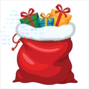 Santa bag full of gifts on white background. Perfect for holiday illustration themes, Christmas celebration visuals and gift giving designs vector