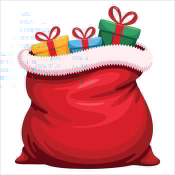 Santa's pouch sack isolated on white. illustration ideal for festive packaging, holiday decorations and Christmas season visuals vector