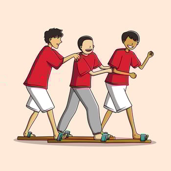 Illustration of Children Playing Clog Racing Traditional Indonesian Game vector