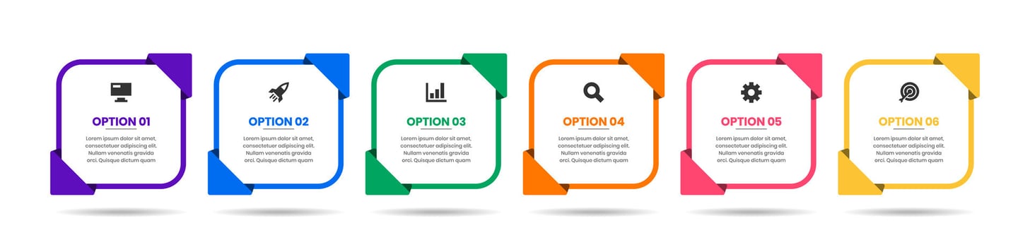 Simple Infographic Element Design Templates with Icons and 6 Options. Suitable for Process Diagram, Presentations, Banner, Flow Chart, Infographic vector