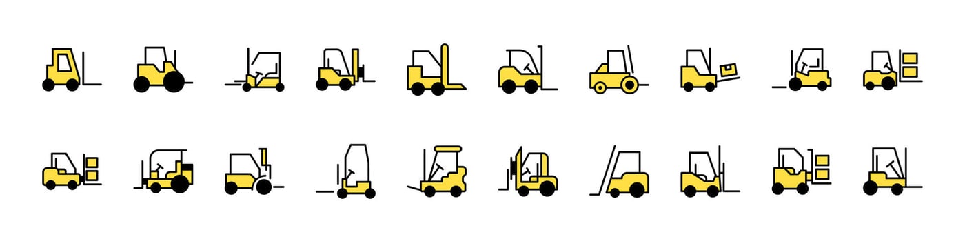 Construction and forklift icons set vector