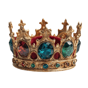 Ornate Golden Crown with Colorful Gems for Royalty and Elegance png