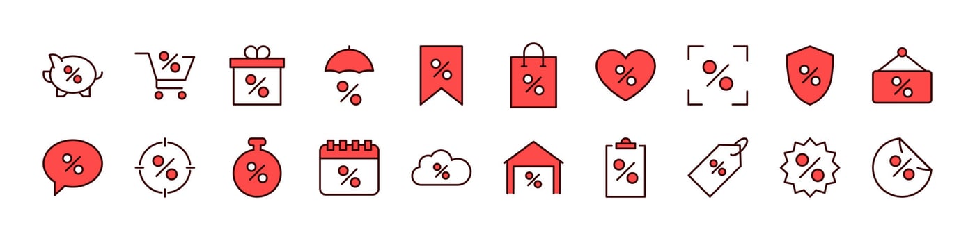 Discount icons in red for promotions vector