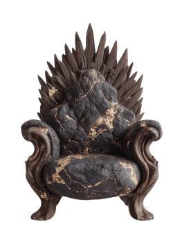 Luxurious Throne Chair with Black Marble and Golden Accents png
