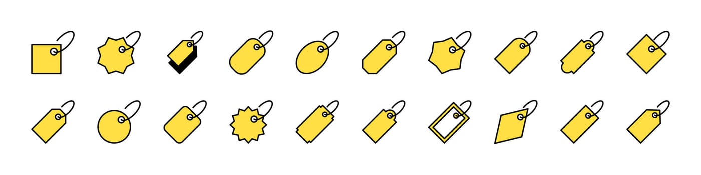 Colorful yellow price tags collection vector