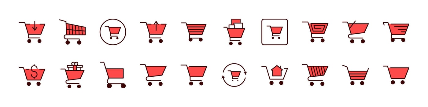 Shopping cart icons for e-commerce vector