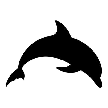 Dolphin silhouette in mid jump view vector