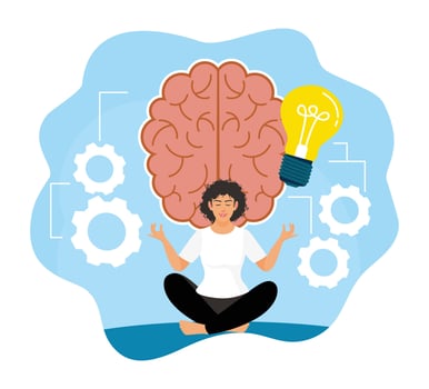 A meditating woman represents mindfulness and balance in life. vector