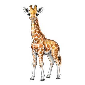 Realistic giraffe standing tall isolated on transparent background png