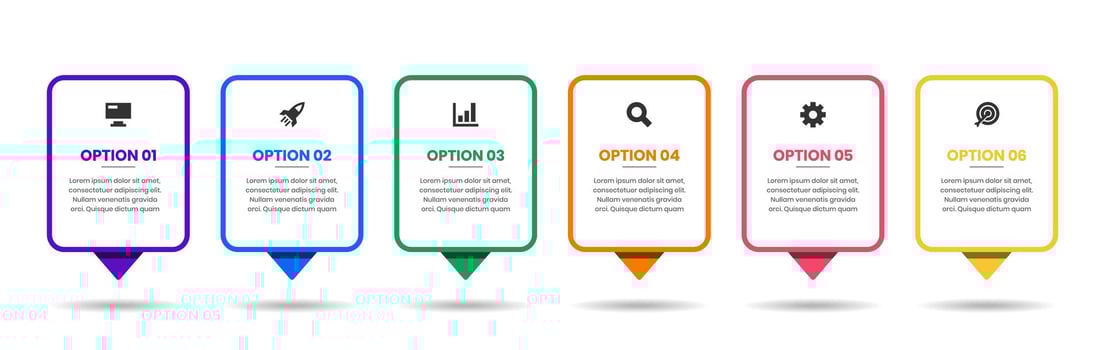 Infographic Element Design Templates with Icons and 6 Options. Suitable for Process Diagram, Presentations, Workflow Layout, Banner, Flow Chart, Infographic vector
