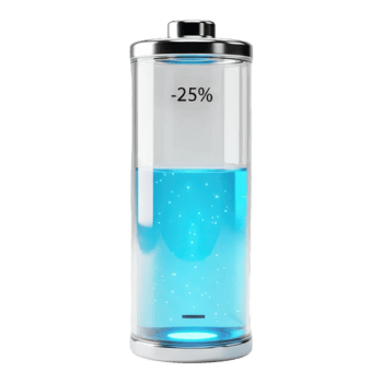 Battery with 25 charge isolated on transparent background png