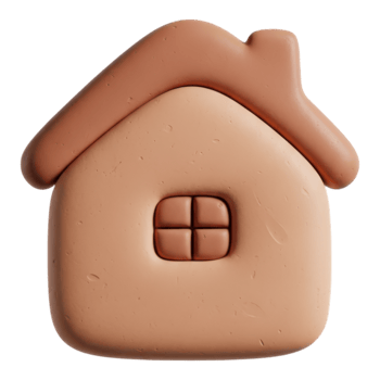Clay house icon isolated on transparent background png