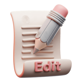 3d edit icon with pencil and document isolated on transparent background png