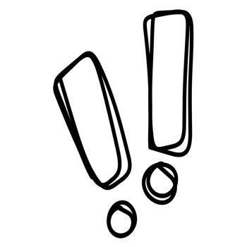 a black and white drawing of two exclamation marks png