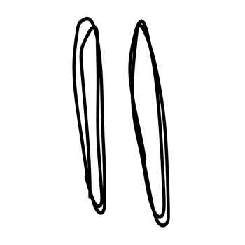 two black and white drawing of two long, curved, curved, curved, curved, curved, png