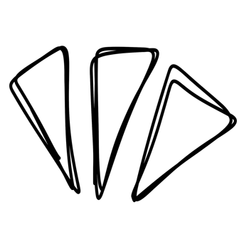 a black and white drawing of three triangles png