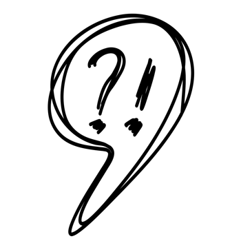 a black and white drawing of a question mark png
