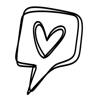 a speech bubble with a heart in it png