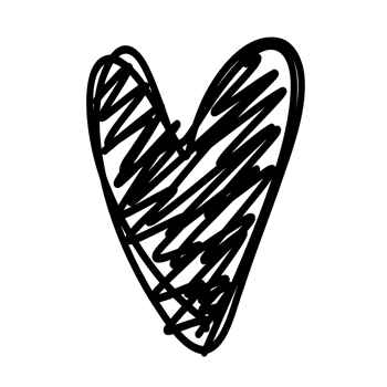 a black and white drawing of a heart png