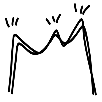 a cartoon drawing of a mountain with a line drawn on it png