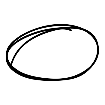 a black and white oval drawing of a ball png
