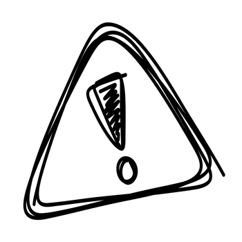 a black and white drawing of a warning sign png