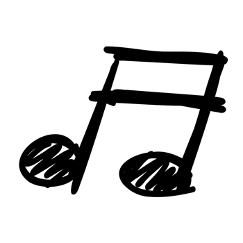 a music note drawn in black ink on a transparent background png