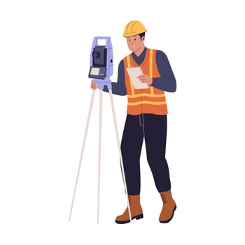 Construction Surveyor Using Theodolite Illustration vector