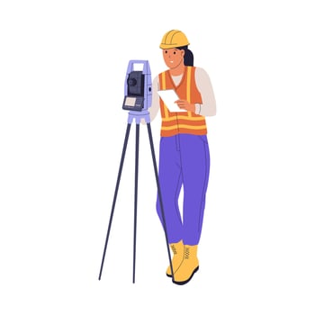 Female Surveyor with Theodolite Illustration vector