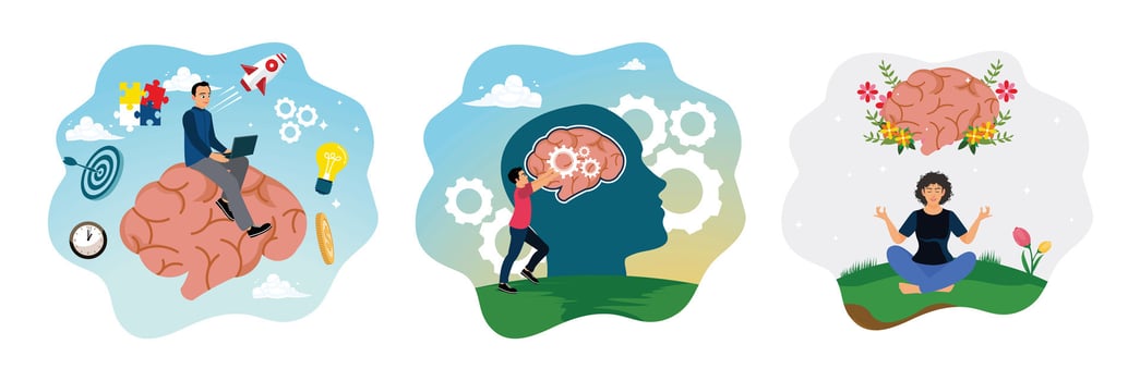 Illustration of cognitive skill development activities vector