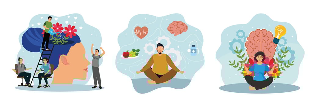 Mindfulness and mental health illustrations vector